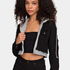 NWOT American Bazi Black and Gray Jean Jacket